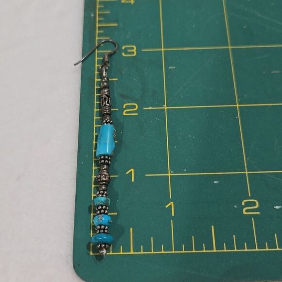 Turquoise and Silver Dangle Earrings - Picture 5 of 5